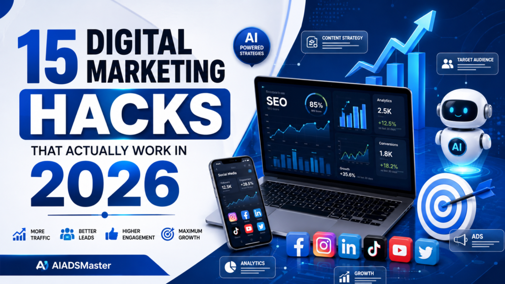Digital Marketing Hacks for Business Growth in 2026 using AI, SEO and Social Media Strategies
